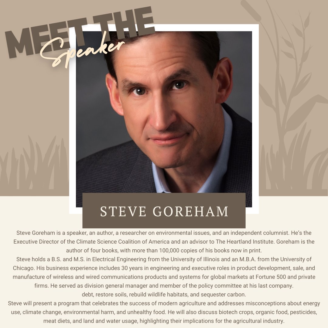 SPEAKER SPOTLIGHT! Steve Goreham

Steve will be speaking at the Western Canada Conference on Thursday December 12, his presentation title is Agricultural Miracles and Misconceptions.