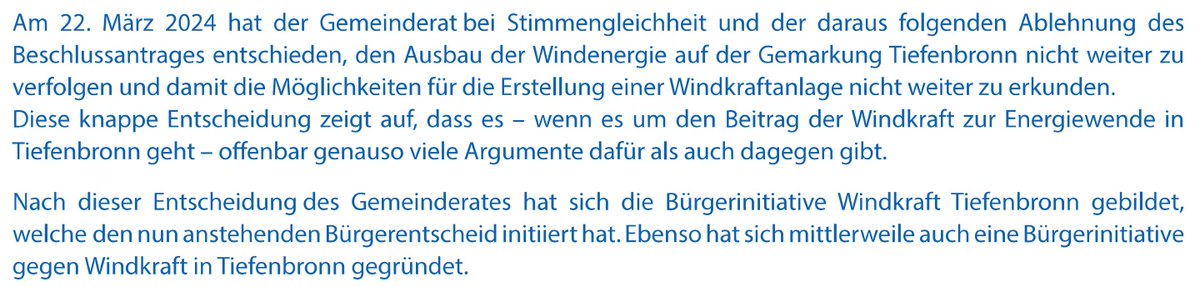 MeckerL's tweet photo. #Info #Bürgerentscheid #Windkraft #Tiefenbronn
Das wird ja immer interessanter ...
Der Gemeinderat hat also schon gegen die #Windenergie gestimmt, da gründet die #mich #interessiert #nur die #Kohle #Fraktion mal eben eine 
#Bürgerinitiative ...
Ein #Nein akzeptieren "sie" nicht. https://t.co/7IN0gGmyre