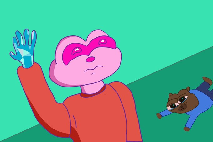 PinkoSolana's tweet photo. $PINKO ready to slap all bears out of existence with his diamond hands. https://t.co/pDS9mSRaAA