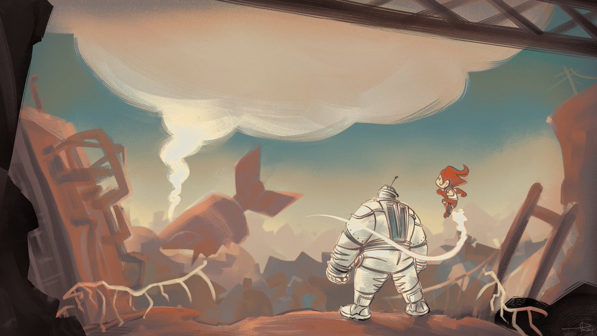 Desktop wallpaper of Big Guy &amp; Rusty the Boy Robot, made for <a href="/90scartoonszine/">Lost In Nostalgia - Project Completed</a>. Thanks for having me! 🤖 (zine now available for free download)