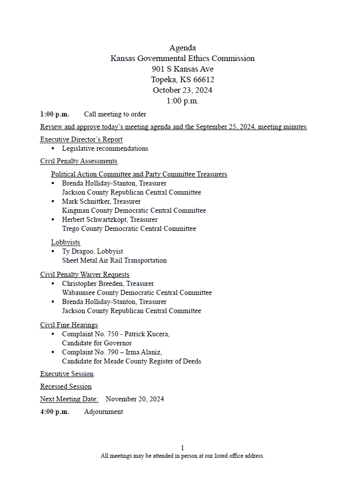 Kansas Governmental Ethics Commission tweet media