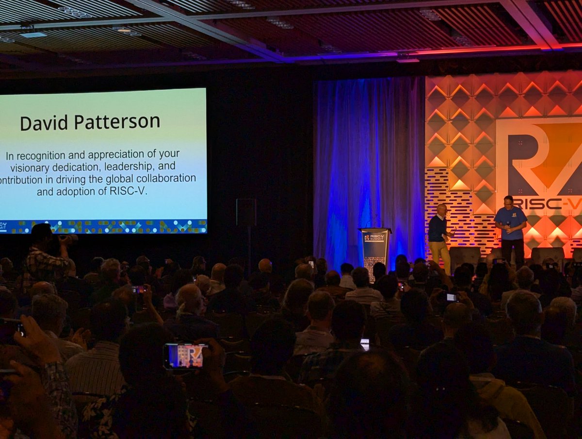 <a href="/kasanovic/">Krste Asanovic</a> <a href="/risc_v/">RISC-V International</a> @openhwgroup <a href="/lowRISC/">lowRISC</a> <a href="/bluespec/">bluespec</a> Cool Dave Patterson just got an lifetime award of <a href="/risc_v/">RISC-V International</a> handed by <a href="/kasanovic/">Krste Asanovic</a> 

#riscveverywhere