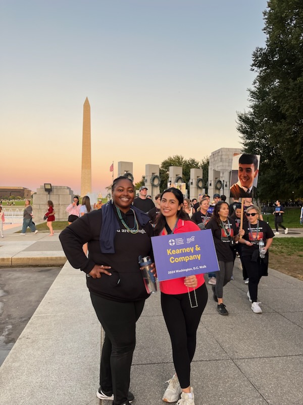 Last weekend, our team members Alexis Floyd and Jasika Singh represented Kearney in the American Foundation for Suicide Prevention’s local Out of the Darkness Community Walk. We were proud to do our part to help raise awareness for suicide prevention!