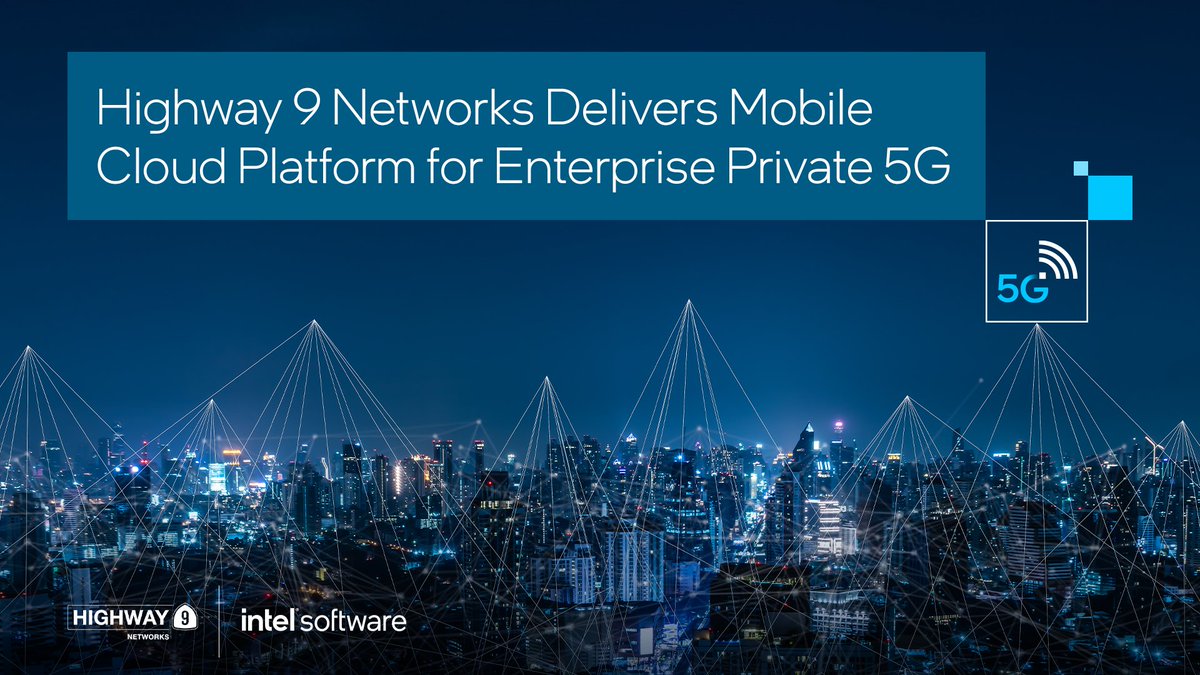 IntelSoftware's tweet image. #Private5G networks are helping to address the evolving connectivity needs of enterprises across sectors. Highway 9 Networks delivers a high-performance, cloud-native solution powered by 4th Gen Intel Xeon Scalable processors. Learn more: intel.ly/3AcUF3r