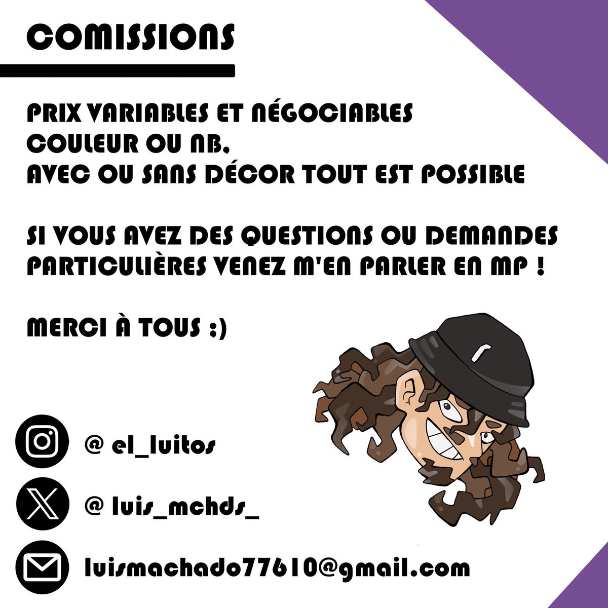 luis_mchds_'s tweet photo. J'AI BESOIN DE VOUS ‼️

J'ai décidé d'ouvrir des comissions. Je suis dans le rouge et j'essaie de vivre de l'art alors si vous voulez vous faire un petit plaisir graphique je suis là !

Je vous attends dans les dm pour tous ceux intéressés :)

Merci à tous et vive l'art ☀️ https://t.co/mDWDhzMarl