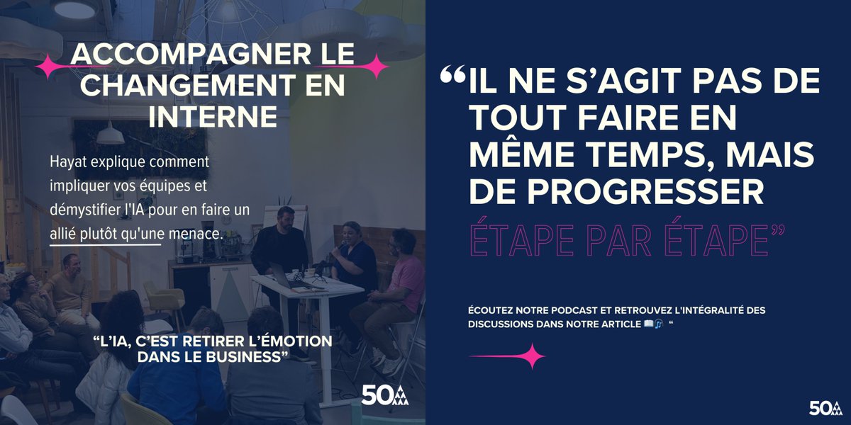 🚀 Découvrez comment intégrer l'IA en entreprise !
Table ronde "Web3 &amp; Friends" avec <a href="/HayatOutahar/">Hayat Outahar</a>  et <a href="/Vicnent/">Vicnent – ∫∞</a> 
🎙️ Ecoutez 50A Galaxy le Podcast : open.spotify.com/episode/0s19kY…
#IA #Innovation #Entreprises
📖 Lire notre article complet : blog.50a.fr/intelligence-a…