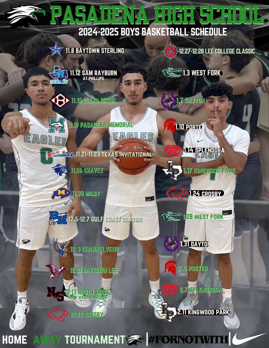 It is time!!! 🔥🔥🔥 2024-2025 Pasadena High School Boys Basketball  Schedule!!! #ForNotWith #WhyNotUs, image size:927x1200