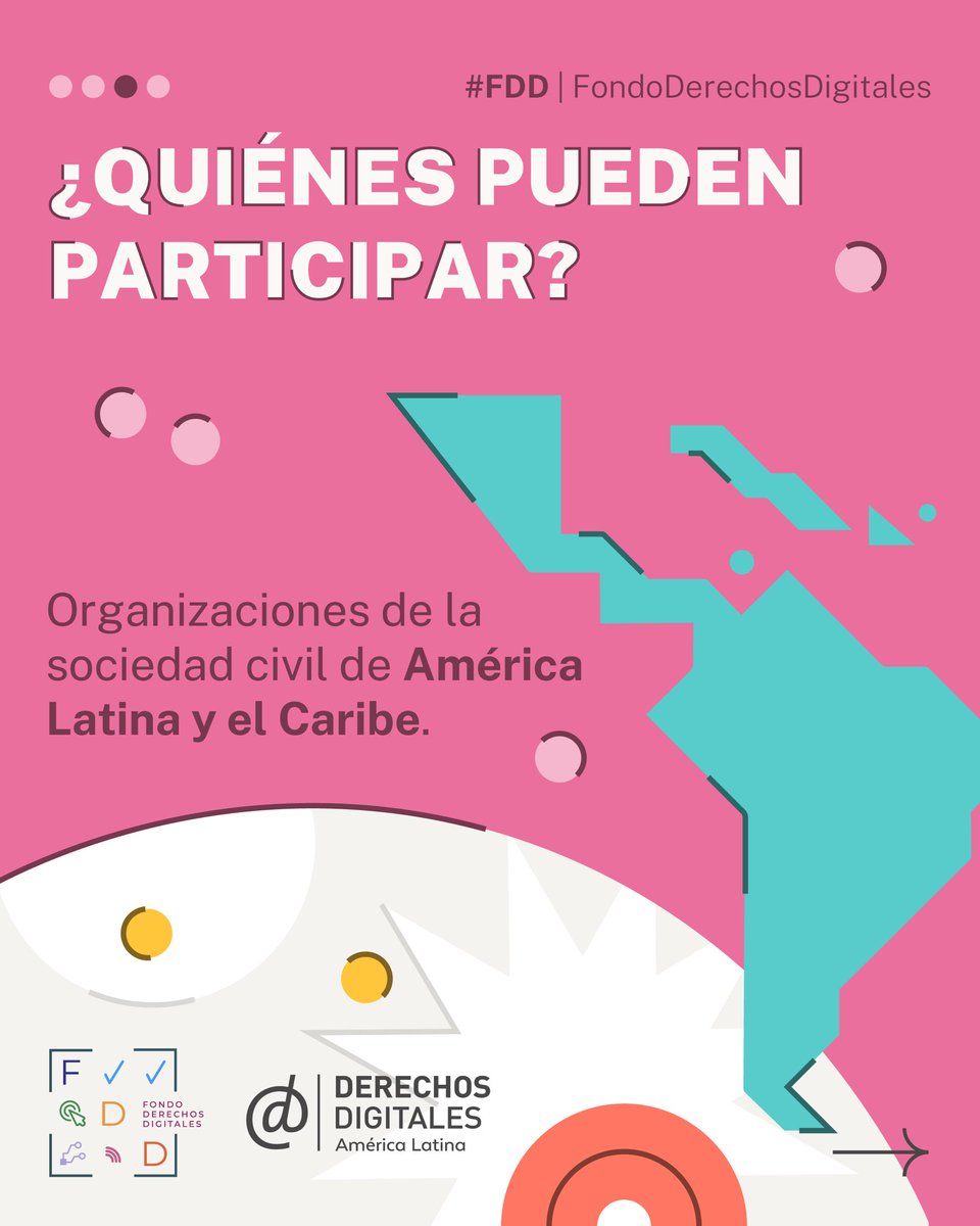 derechosdigital's tweet photo. Fondo para los Derechos Digitales 💰

Hasta el 15 de nov, postula proyectos de América Latina que promuevan la seguridad digital y los derechos humanos en temas como libertad de expresión, privacidad, vigilancia, género y más.

🔍 Detalles en 👉 https://t.co/ckFmcCZZdT https://t.co/kOi5ADE3Rb