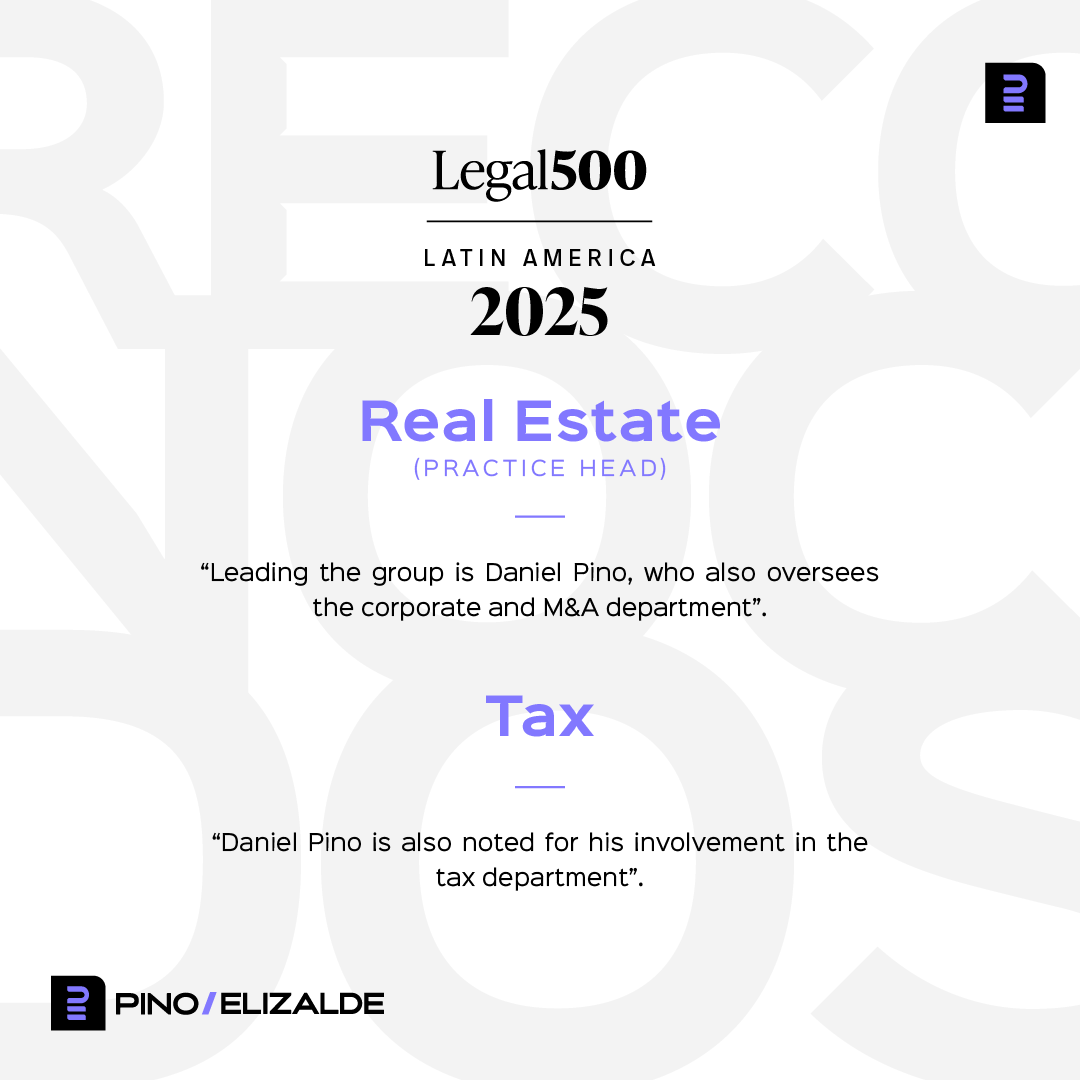 PinoElizalde's tweet photo. Felicitamos a nuestro Socio @danielpinoa por haber sido destacado en el Ranking @thelegal500 2025 en la categoría de “Corporate and M&amp;A” como Leading Partner, y por su reconocimiento en las áreas de “Energy and Natural Resources”, “Real Estate” y “Tax”. https://t.co/5MjJVaCY7M