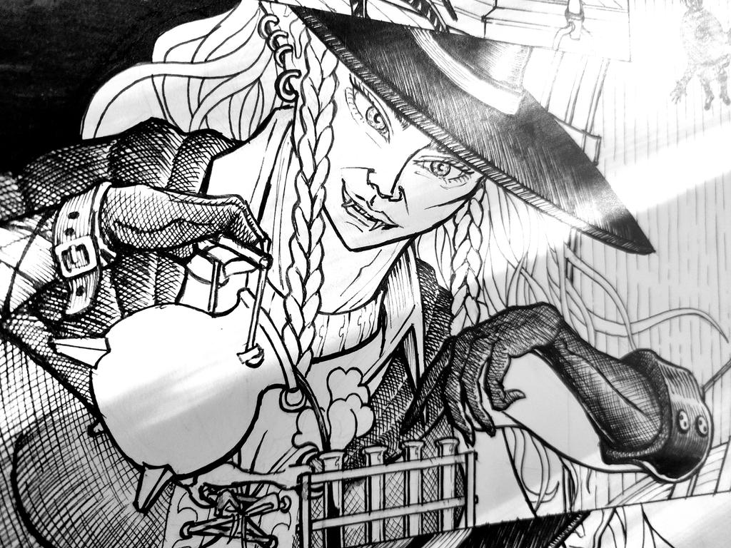 Potions be brewing. 
#drawing #inking #electrostein #graphicnovel #indiecomics #fantasyart #illustration #witch