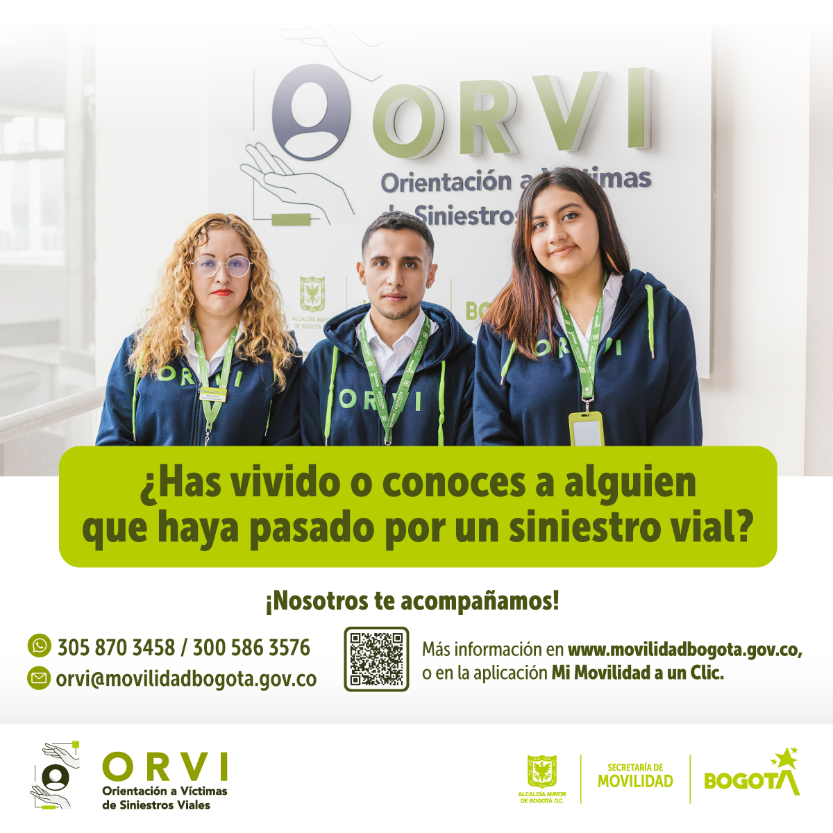 SectorMovilidad's tweet photo. 🟡🔴En Bogotá cerca de 17 mil actores viales al año sufren lesiones como consecuencia de un siniestro ialv. En ORVI te ofrecemos asesoría jurídica, psicológica y social gratuita.

¿Quieres saber más? Te contamos 👇 https://t.co/gZcYAeWeZ2 

¡Estamos contigo! #ORVI https://t.co/NOz2okzJdg