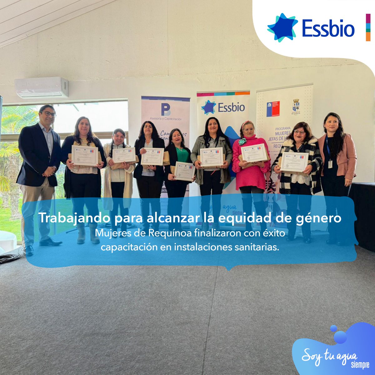 Gracias a una iniciativa en conjunto con <a href="/SernamEG_OHiggi/">SernamEG O'Higgins</a> , 20 mujeres lograron completar y aprobar el curso de Gasfitería e Instalaciones Sanitarias 👩‍🎓, adquiriendo valiosas habilidades para ingresar al mercado laboral.

#SoyTuAguaSiempre