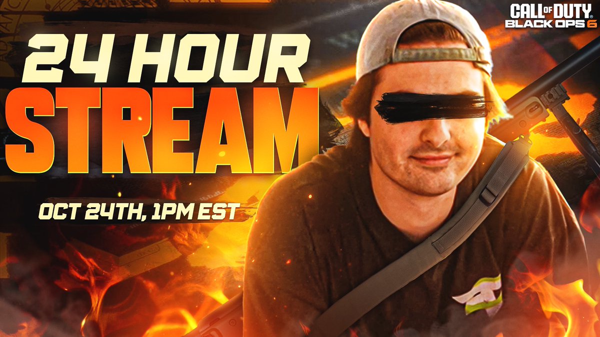 FaZeScope's tweet photo. MY FIRST EVER 24 HOUR STREAM

- Giveaways 
- Clip Bounty’s 
- Sub Goals with incentives 

&amp; MORE! Excited to experience the launch of #BlackOps6 with y’all. See u tomorrow 🤝 https://t.co/xdgTDI0mIR