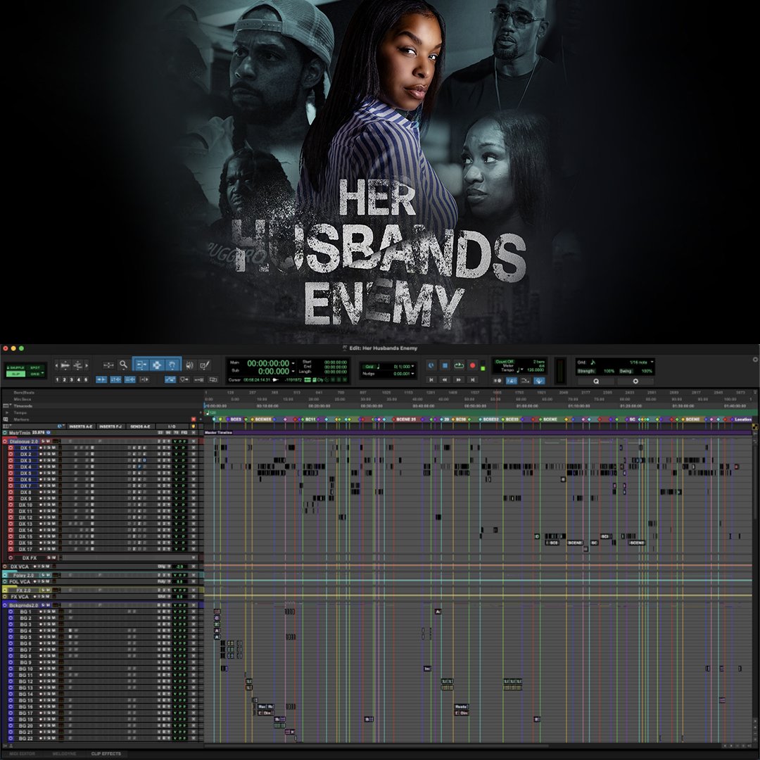 Avid's tweet image. 🔊 Re-recording mix for "Her Husband's Enemy"
📷 instagr.am/lamontsincere
▶️ avid.com/pro-tools

#rerecording #daw #protools #avid #avidprotools #mixing #audiopost #herhusbandsenemy