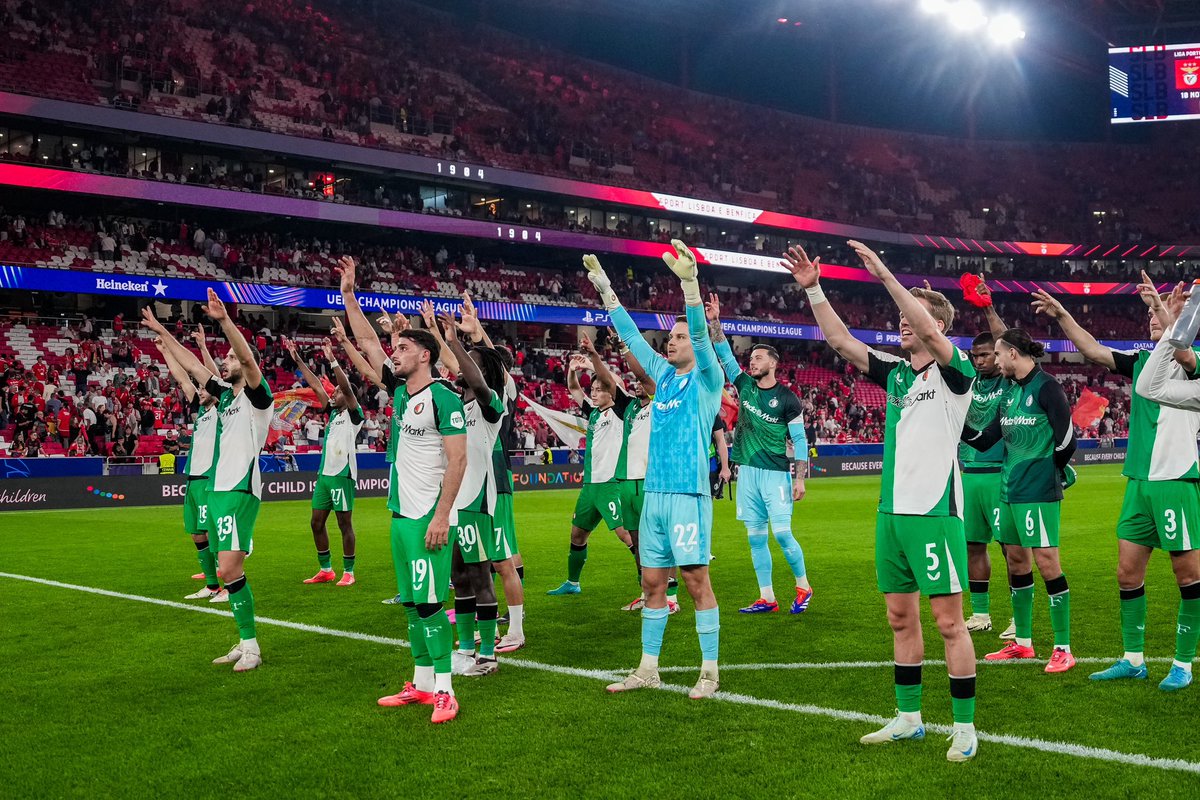 Feyenoord's tweet photo. Van Rotterdam naar Lissabon. 

Ook in 2024 legendarisch. ❤️‍🔥

#benfey • #UCL https://t.co/iClUJW62tn