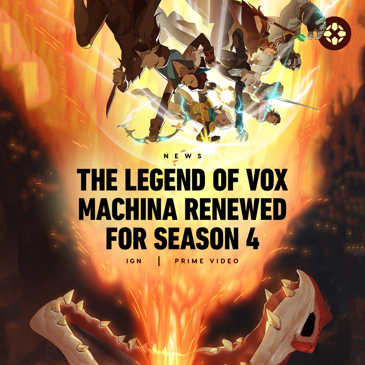 IGN's tweet photo. Prime Video has picked up Critical Role animated series The Legend of Vox Machina for Season 4 ahead of the Season 3 finale. https://t.co/x7wZEtieTw https://t.co/FfiTwgOqUa