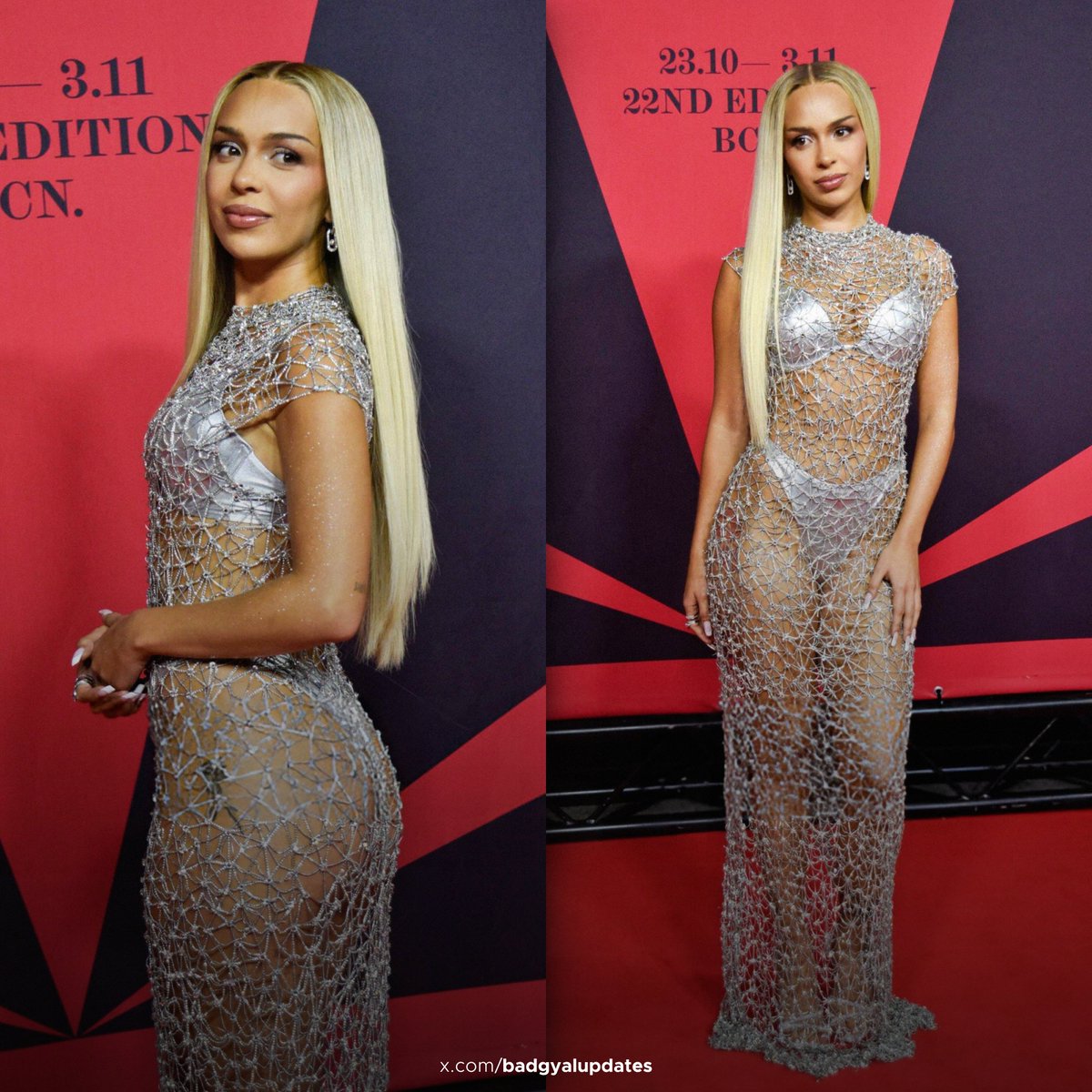 Bad Gyal luciendo espectacular en la alfombra roja de la premier de su película “LA JOIA” en Barcelona.