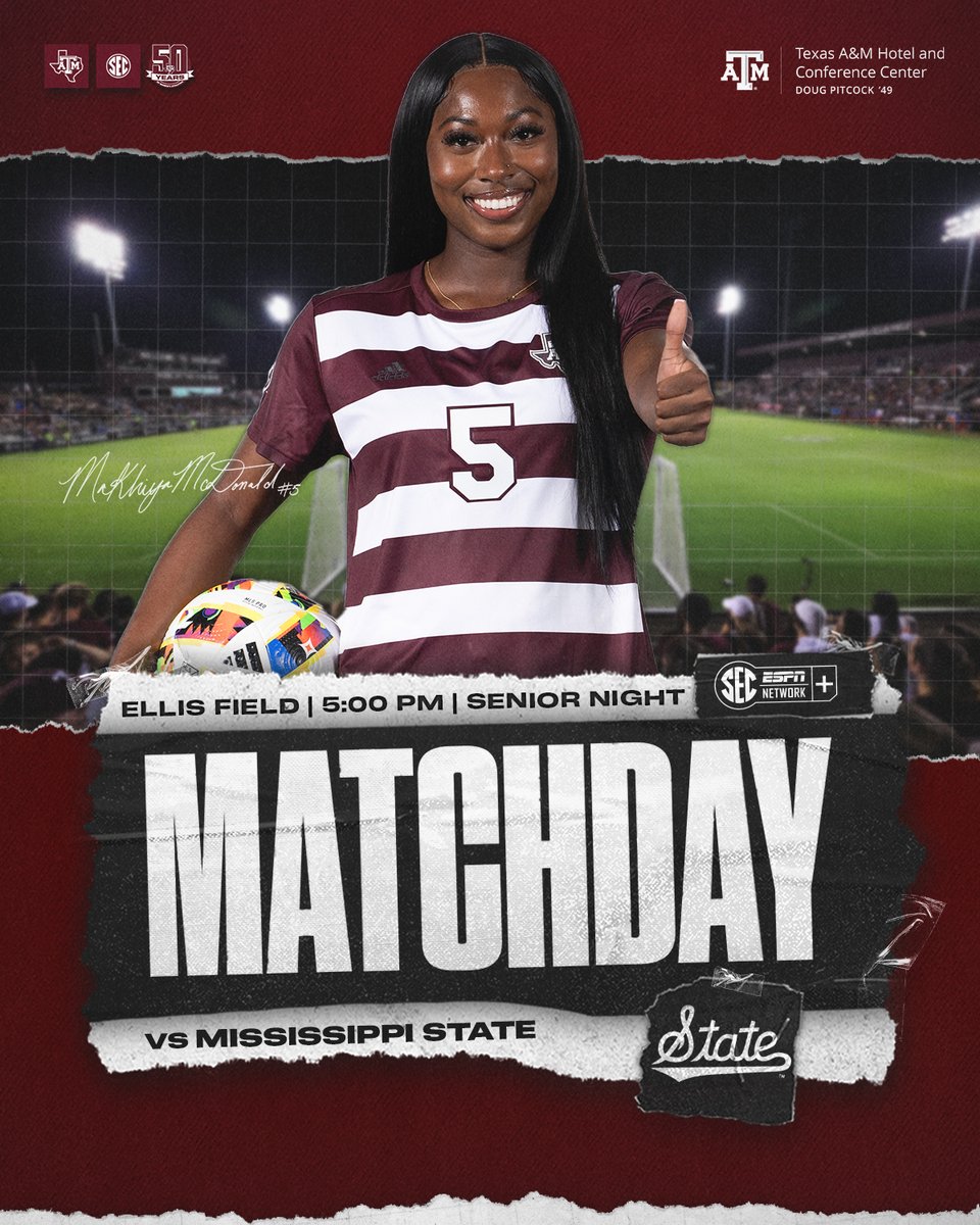 Home Finale Tonight❗️

🆚 Mississippi State
⏰ 5:00 PM
📺 SECNetwork+
🎟️🔗 12thman.com/SoccerTickets

#GigEm | 👍 | #BTHOmississippistate