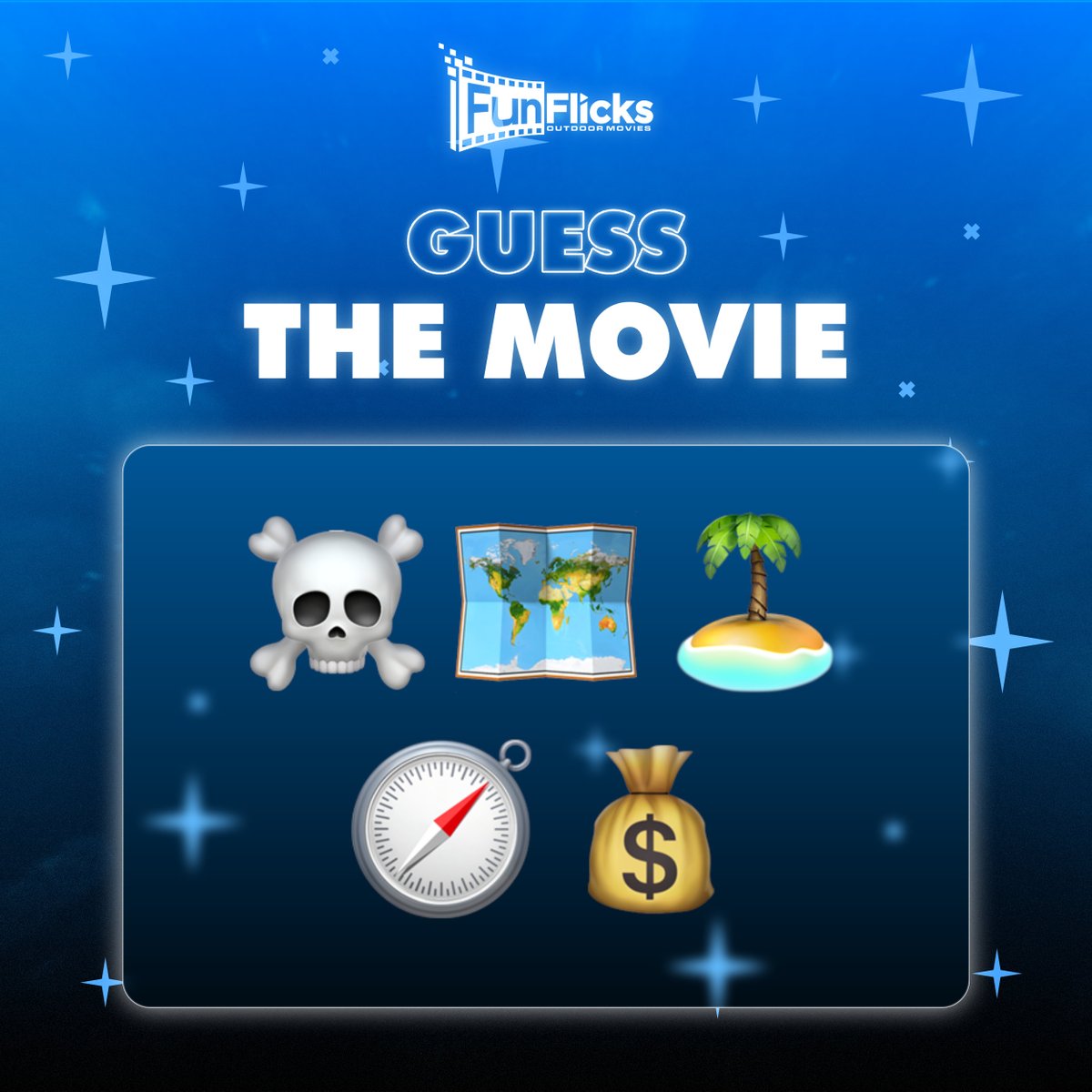 Can you guess which movie we're thinking of with these emojis: 🏴‍☠️🗺️🏝️🧭💰?