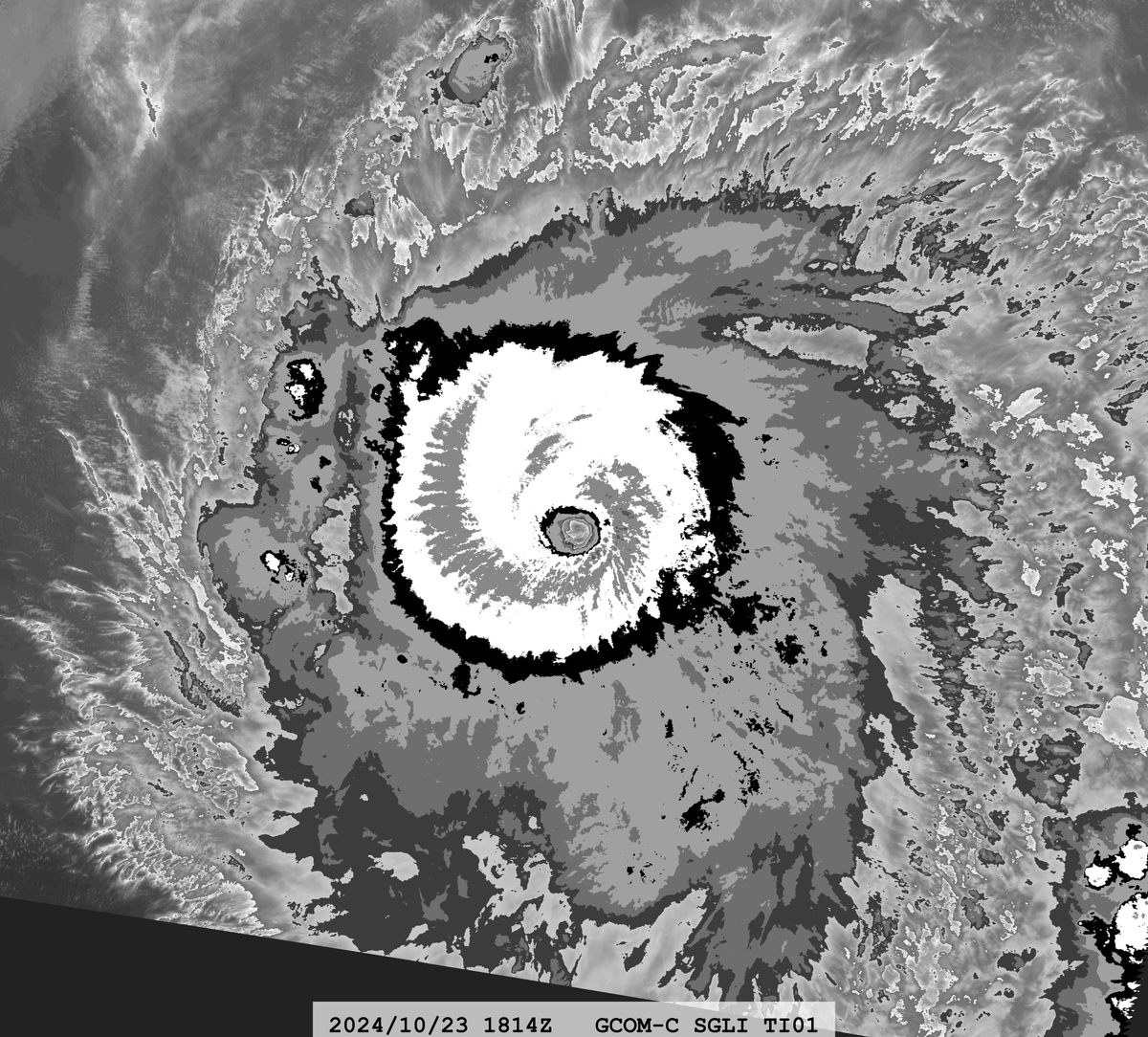 zeb199818's tweet photo. #12E Hurricane #KRISTY
Satellite: #GCOMC #SGLI
Channel : VNR9 (0.763 µm) / T1 (10.8 µm) 250/500 m
Time : 2024/10/23 1814Z
Eye Temp : 19.65 °C https://t.co/fMqhmTHja0