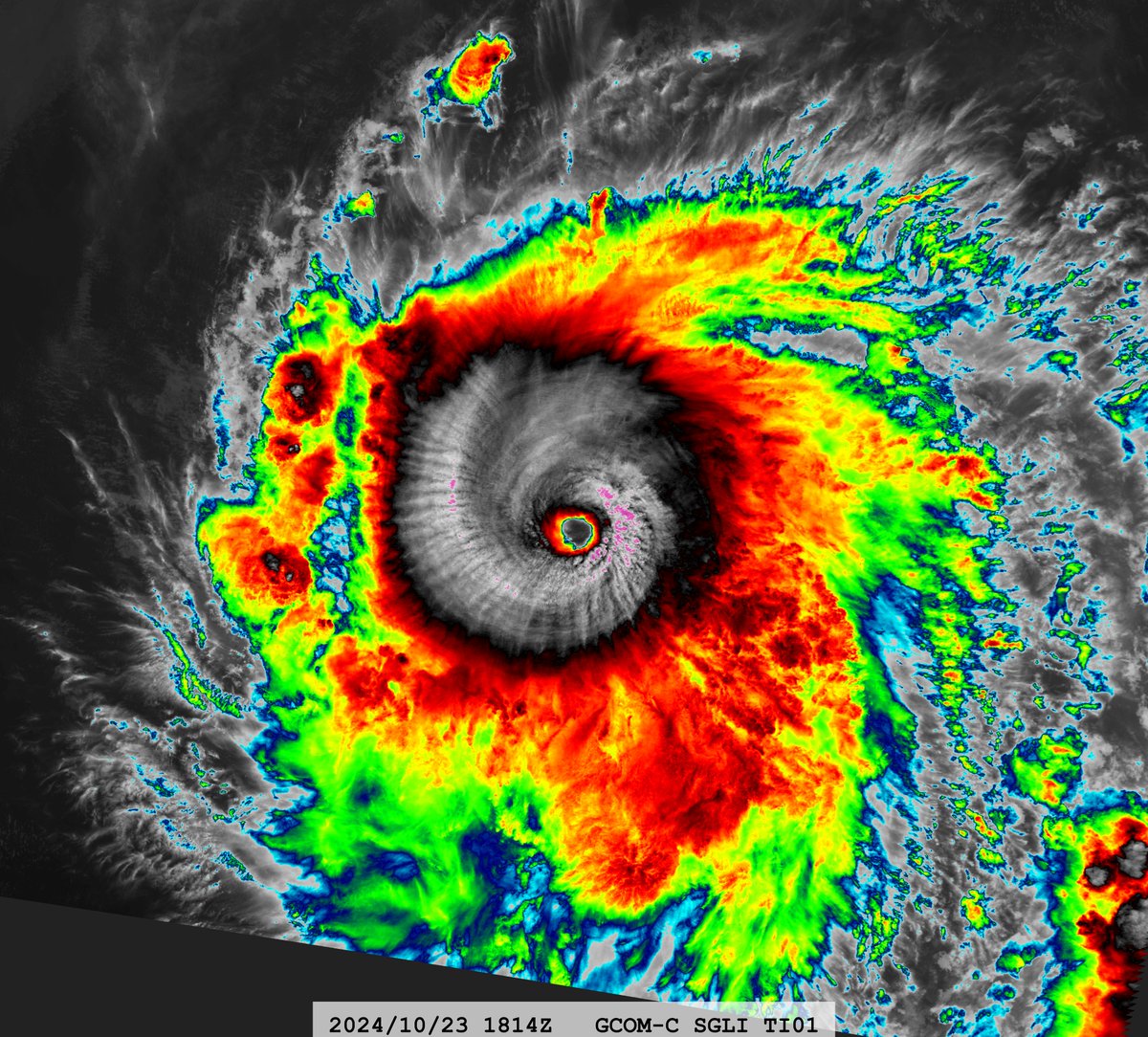 zeb199818's tweet photo. #12E Hurricane #KRISTY
Satellite: #GCOMC #SGLI
Channel : VNR9 (0.763 µm) / T1 (10.8 µm) 250/500 m
Time : 2024/10/23 1814Z
Eye Temp : 19.65 °C https://t.co/fMqhmTHja0