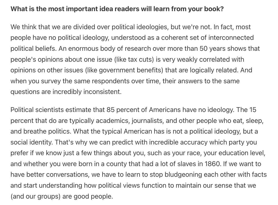 Jay Van Bavel, PhD (@jayvanbavel) on Twitter photo "I wrote this book, in part, because I couldn't stop getting into fights with family members over politics."
<a href="/bkeithpayne/">Keith Payne</a> explains the maddening experience of knowing that people you love are decent people yet support politics you abhor in his new book:
powerofusnewsletter.com/p/the-psycholo… "I wrote this book, in part, because I couldn't stop getting into fights with family members over politics."
<a href="/bkeithpayne/">Keith Payne</a> explains the maddening experience of knowing that people you love are decent people yet support politics you abhor in his new book:
powerofusnewsletter.com/p/the-psycholo…