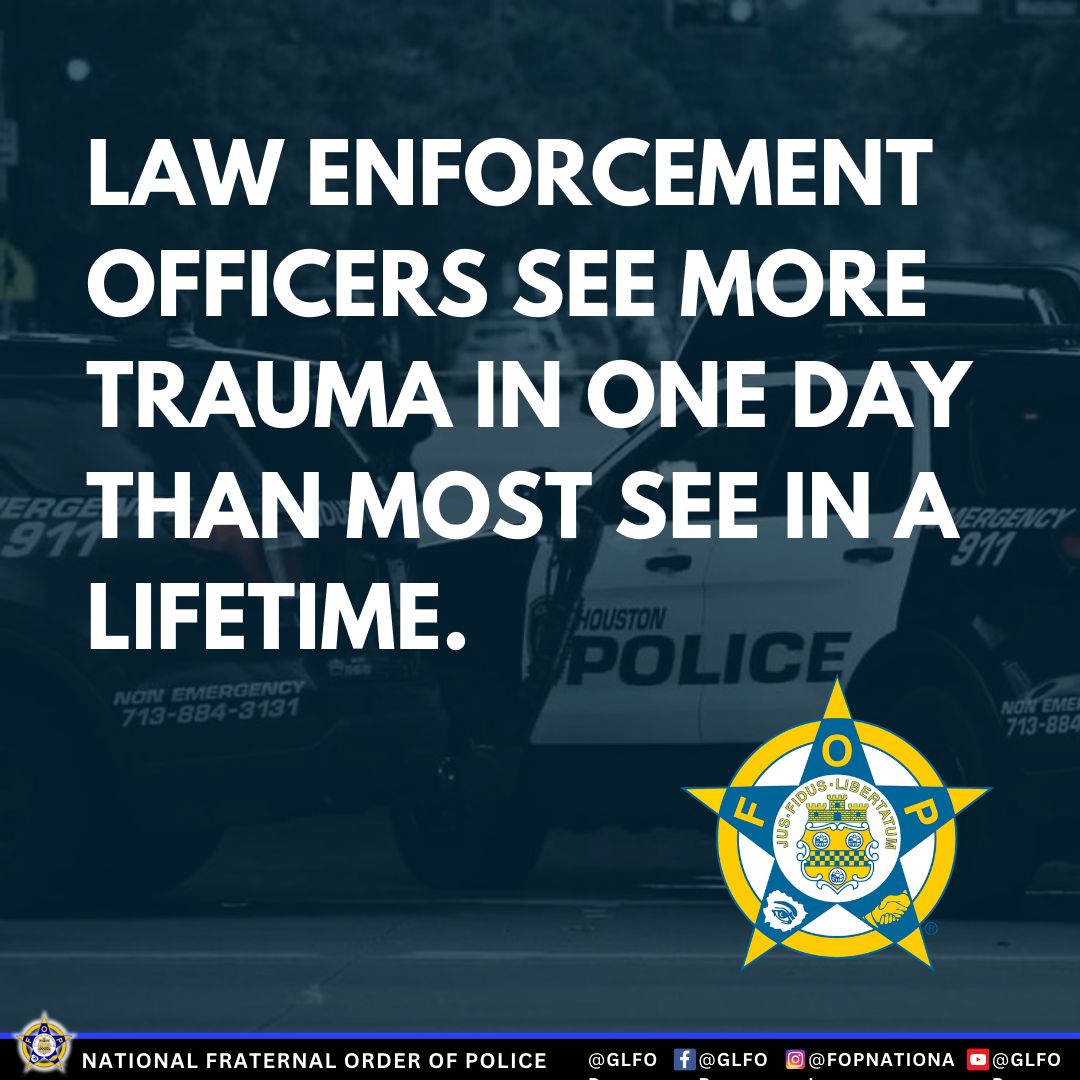 GLFOP's tweet photo. Behind every badge is a person who has faced the unthinkable to keep our communities safe. From responding to accidents, to witnessing the aftermath of violence, officers are constantly exposed to high-stress, traumatic situations. This takes a toll not only physically but mentally and emotionally.
At the Fraternal Order of Police, we recognize the importance of mental wellness for those who serve. Thatโs why weโre committed to supporting our officers with resources like peer support programs, wellness initiatives, and access to mental health professionals who understand the unique challenges of the job. Together, we stand stronger.
Letโs remember to honor their sacrifices and take steps to prioritize officer wellness. ๐ค๐
FOR MORE RESOURCES, VISIT https://t.co/fa7rKGDKJk
#OfficerWellness #MentalHealthMatters #ServeAndProtect #BackTheBlue #Resilience #FOP #ThinBlueLine #FirstResponderSupport #LawEnforcement