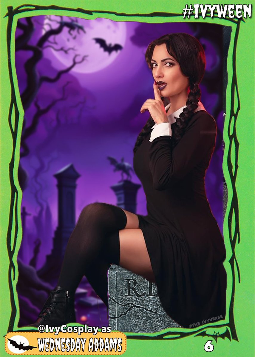 the_ivyverse's tweet photo. 13 Days of #Ivyween Day 6:
Wednesday Addams 💀

#IvyCosplay #SpookySeason
#TradingCards #Halloween 
#WomanCrushWednesday
#WednesdayAddams
#TheAddamsFamily 
#CosplayQueen
#TradingCards https://t.co/CK2KIpnIRS