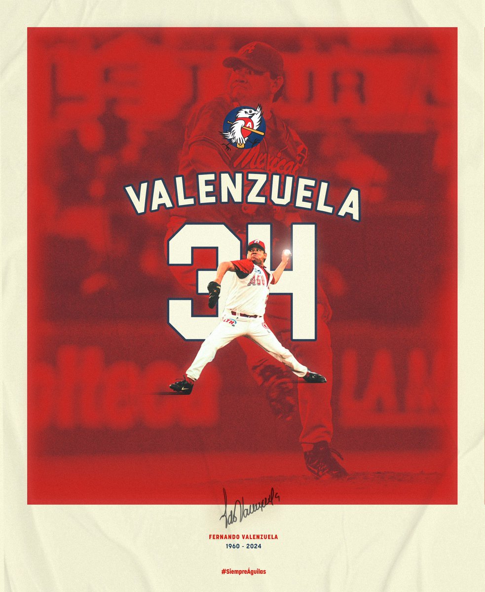 3️⃣4️⃣ 

𝑻𝒖 𝒍𝒆𝒈𝒂𝒅𝒐 𝒑𝒆𝒓𝒅𝒖𝒓𝒂𝒓á 𝒑𝒂𝒓𝒂 𝒔𝒊𝒆𝒎𝒑𝒓𝒆…

Fernando Valenzuela, descansa en paz 🕊️ 

#SiempreÁguilas