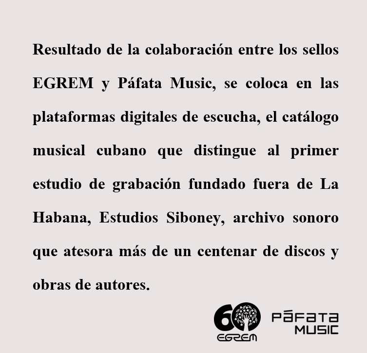 EGREMOFICIAL's tweet photo. Nueva semana de lanzamientos de la colaboración EGREM/PÁFATA.
En imágenes podrás conocer qué nuevas propuestas te hacemos para disfrutar de buena música.
¡Siente La Música!
#Siboney #PáfataMusic #EGREM #SienteLaMúsica #MúsicaCubana #CulturaCubana https://t.co/ZQtIOldXmU