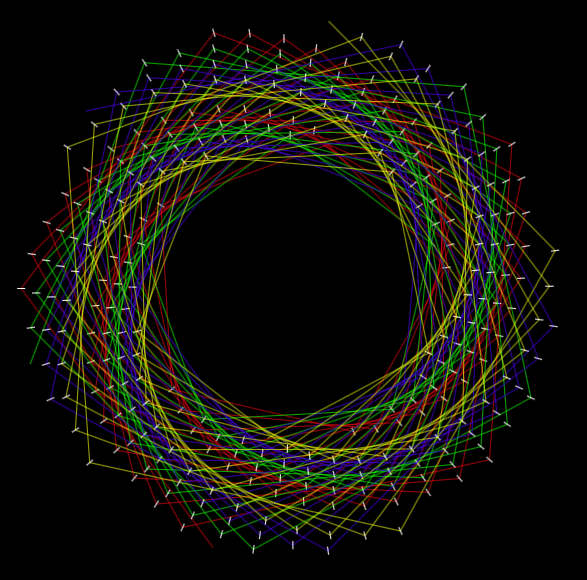 Perpersa's tweet photo. I am calculating some bisector angles for two connected lines. Learning how it works. For every two joined lines, there's a small white line, the bisector.

For some nice animations, try it here:
https://t.co/knWibRdUxJ https://t.co/CVRqKjJ8Q8
