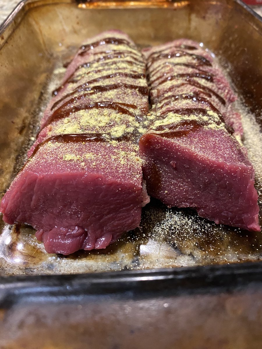 SuzieQuackers2's tweet photo. Saturdays Backstrap all dreesed up, Lemon Garlic, and Kinders Korean set couple days in Fridge then right on the Traeger! #HuntingFeedsMyFamily #Buck110 https://t.co/VbkSriWzrH