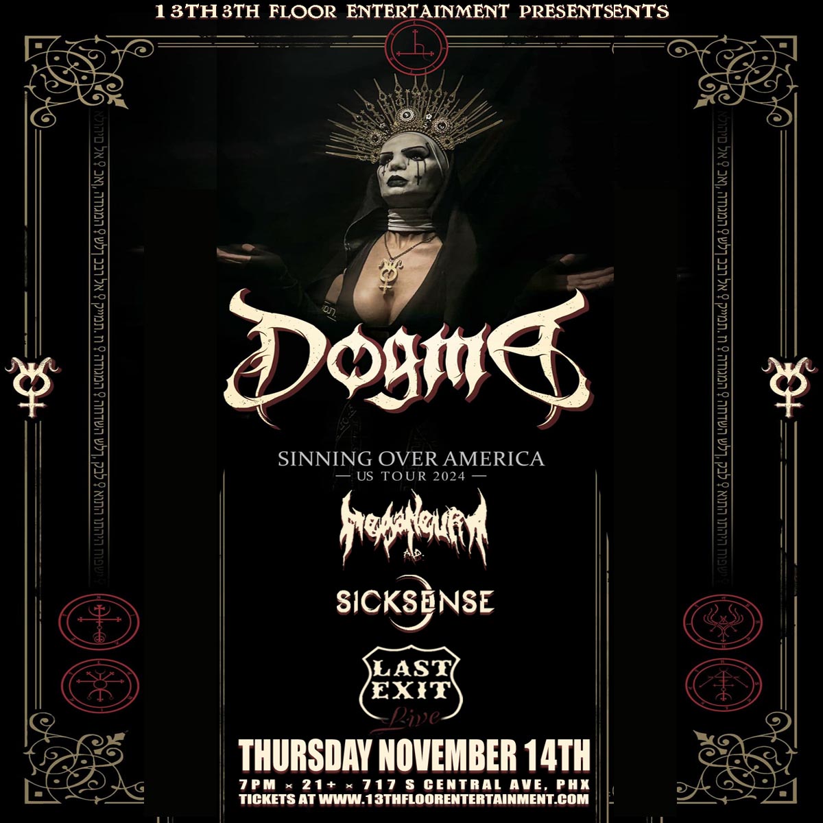Hi friends! Really excited to be playing our first show with <a href="/sickxsense/">Sicksense</a> in our new hometown, Phoenix, on November 14th, opening for <a href="/dogmatheband/">Dogma</a>! Who's coming out? 🤘