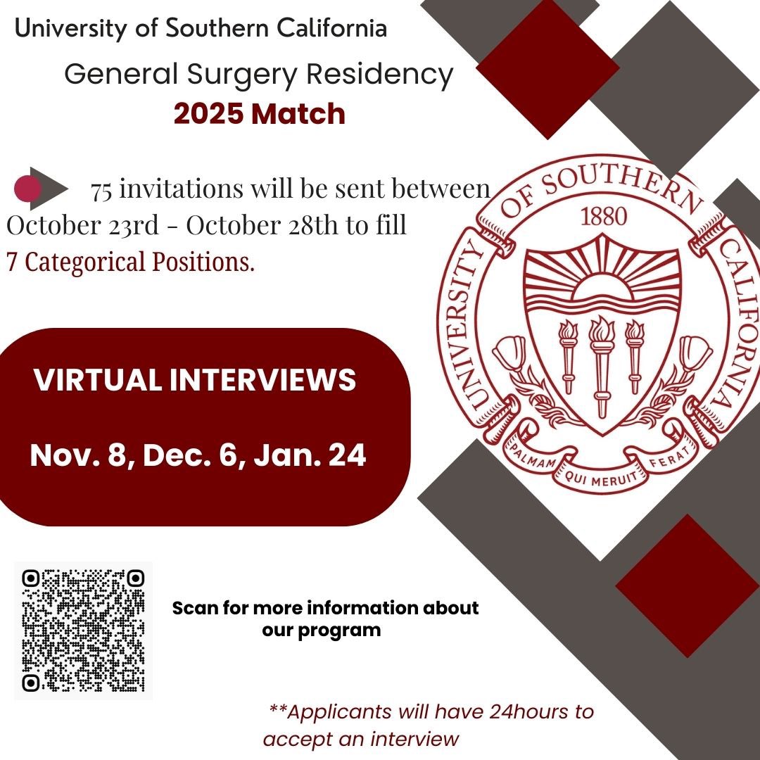 USC | LAG Surgery (@uscgensurg) on Twitter photo We are thrilled to start our search for the next group of stellar interns! Interview invited will be sent over this next week #Match2025 <a href="/FutureGenSurg/">Future Gen Surg Residents</a> We are thrilled to start our search for the next group of stellar interns! Interview invited will be sent over this next week #Match2025 <a href="/FutureGenSurg/">Future Gen Surg Residents</a>