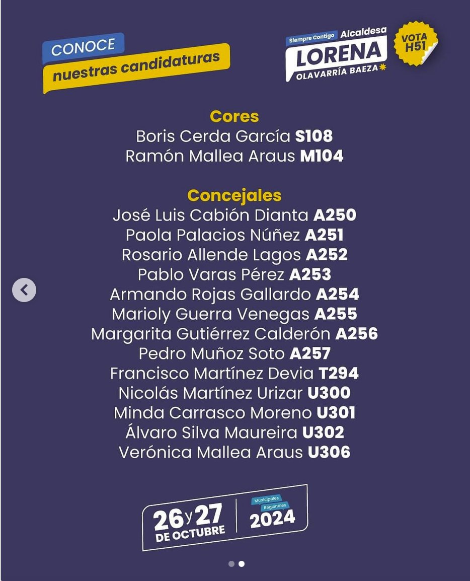 ¿Por quién votamos en Melipilla? Aquí 👇va la lista completa. Apoya a nuestras candidaturas @lorealcaldesa <a href="/PoolaaPalacios/">Pao Palacios</a> <a href="/Orrego/">Claudio Orrego L.</a> y a todas y todos para que  #sigamosavanzando