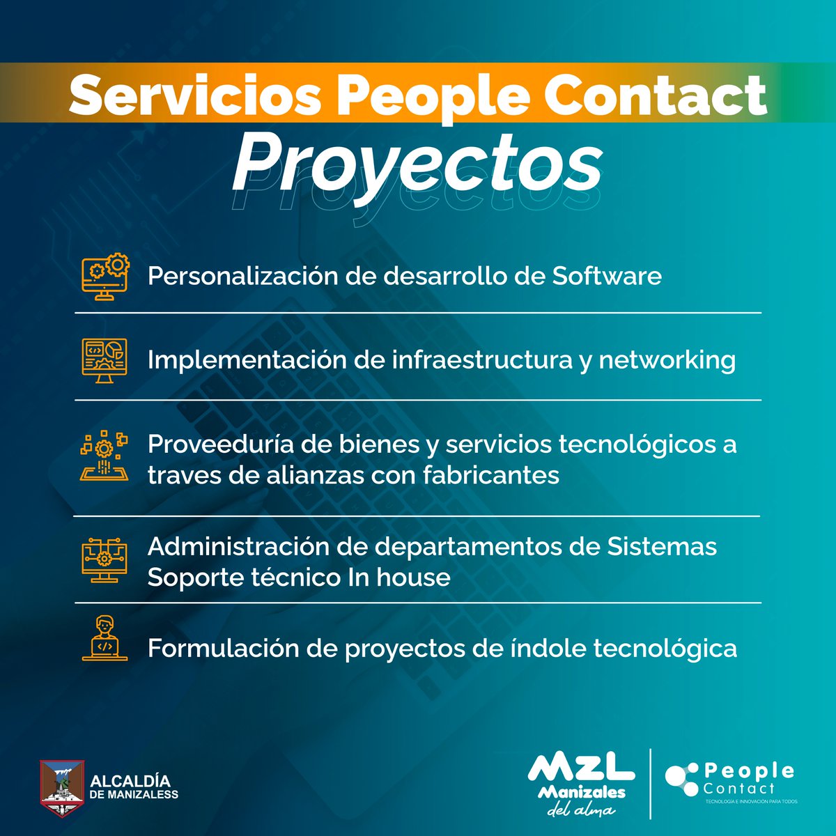 En People Contact, brindamos servicios de software, administración de departamentos de soporte, asistencia en la formulación de proyectos y una variedad de otros servicios de gran interés.
Si tienes dudas, puedes escribirnos o llamarnos  al +57 (606)8896800.

#Tecnología