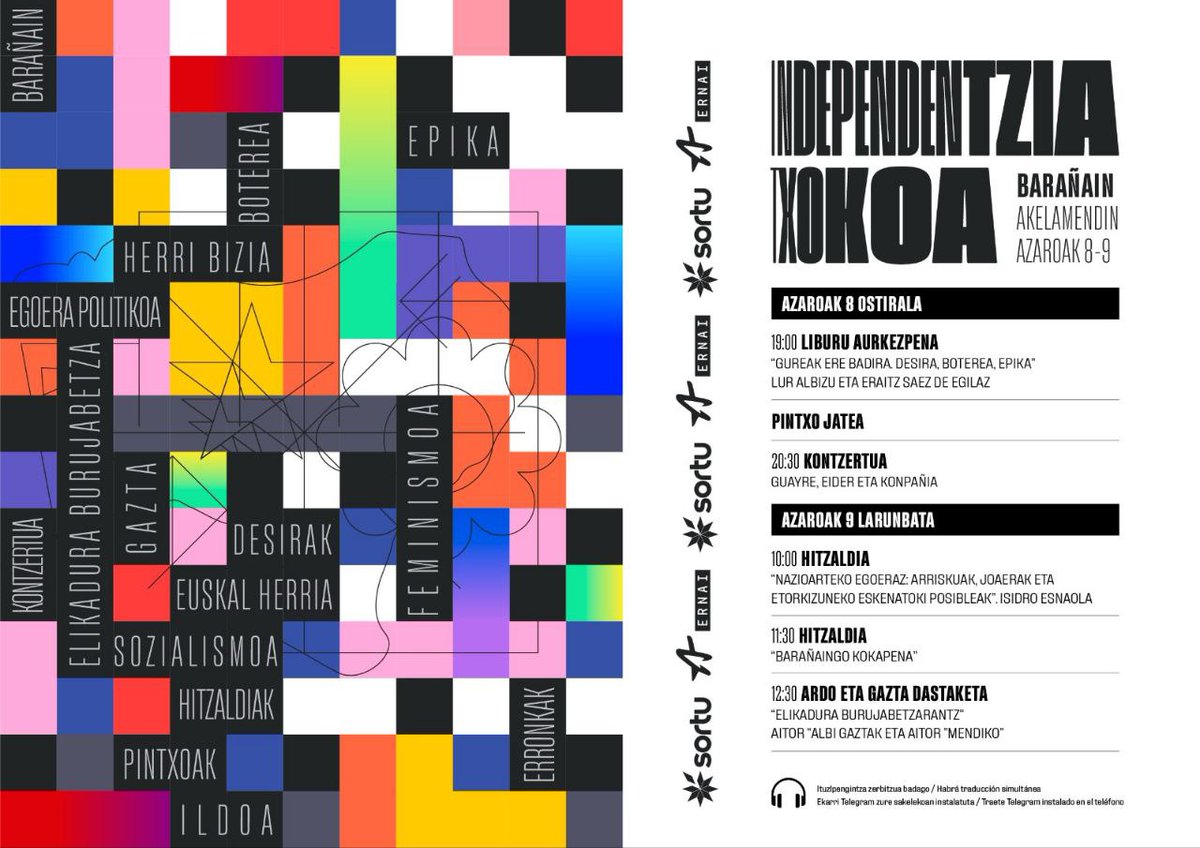 SortuBaranain's tweet image. 📌Independentzia Txokoa.
💥Hemen daude Barañaingo ezker abertzaleak antolatutako jardunaldiak.
💥Bi egun gure herrian dugun eragin politikoa indartzen jarraitzeko.