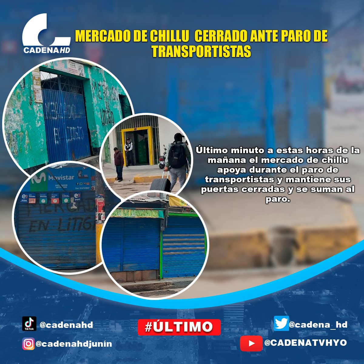 cadena_hd's tweet photo. MERCADO DE CHILLU  CERRADO ANTE PARO DE TRANSPORTISTAS
-Último minuto a estas horas de la mañana el mercado de chillu apoya durante el paro de transportistas y mantiene sus puertas cerradas y se suman al paro.
#ÚltimoMercadoDeChillu https://t.co/zdsA8u0f9j
