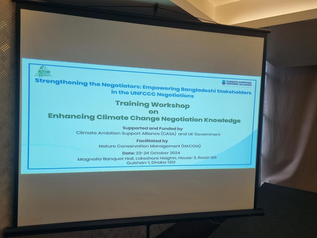 PialShil's tweet photo. Day 1
Had an amazing experience to joining a training workshop on "Enhancing climate change negotiations knowledge (2 Days long workshop) organised by NACOM. I and my colleague Saiful Islam vai joined on behalf of @YASID16610448.

#YASID #Youthnet #ClimateAction #climatejustice https://t.co/a01NyevvBF