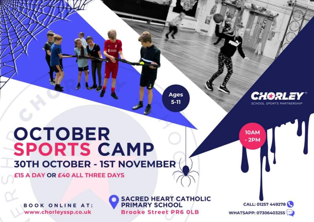Sacred Heart Catholic Primary School (@shcpchorley) on Twitter photo For those off school next week, Chorley SSP have some additional camp dates available to book online now at chorleyssp.co.uk 🎃 💀 🕷️
<a href="/ChorleySSP/">Chorley SSP</a>
Join them for some spooky games and activities!
#halloween #chorley #lancashire #holidaycamp For those off school next week, Chorley SSP have some additional camp dates available to book online now at chorleyssp.co.uk 🎃 💀 🕷️
<a href="/ChorleySSP/">Chorley SSP</a>
Join them for some spooky games and activities!
#halloween #chorley #lancashire #holidaycamp