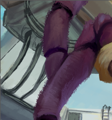 hobolyra's tweet photo. Sketch from a while ago, mostly coloured, and zoom on the "totally professional and not at all rushed"(tm) background. Knowing me I will never finish this or touch it again #conceptart https://t.co/zbRSoSewB3