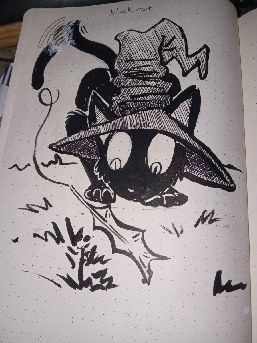 Cayen123's tweet photo. A watchful eye on the changing seasons. 🍂 This traditionally drawn and inked piece captures the curiosity of a black cat as it observes a falling leaf.

#art #illustration #blackcat #fall #traditionalart #ink #artist, #drawing, #sketch, #illustration https://t.co/c21be9SSHj
