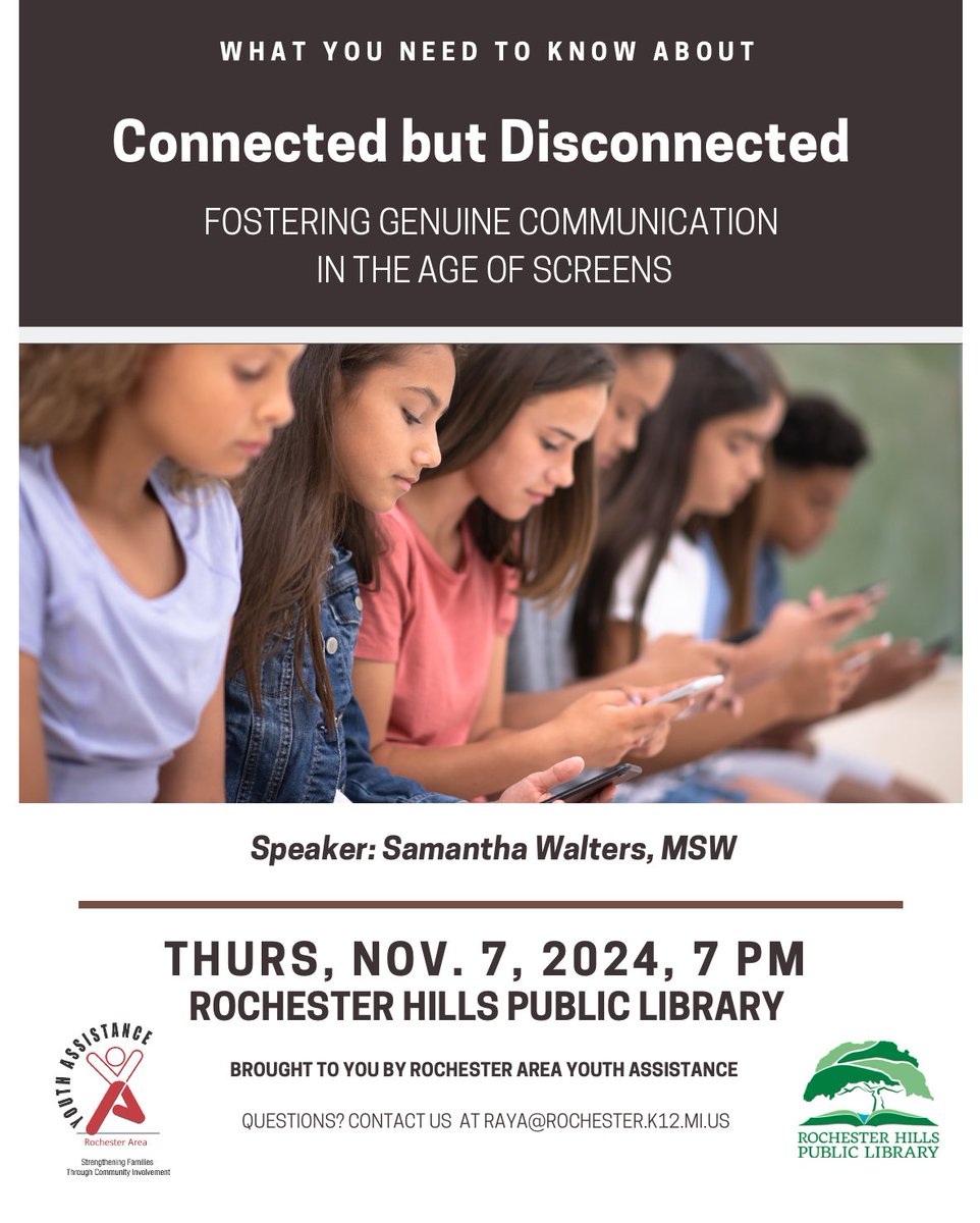 Please join us for our next presentation 😊 <a href="/RHPLibrary/">Rochester Hills Public Library</a>