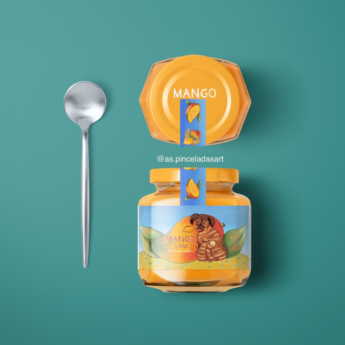 aschaires01's tweet photo. Hola mis calabacitas🎃✨
Está es mi ilustración para la última semana del reto #YummiJam de MariaTutiart, el cual consiste en crear una colección  para etiquetas de mermelada.
El tercer tema fue mermelada de una fruta local (mango) 🥭
#packagingdesign  #childrenbrand #yummyjam https://t.co/fDC9IPpKaN