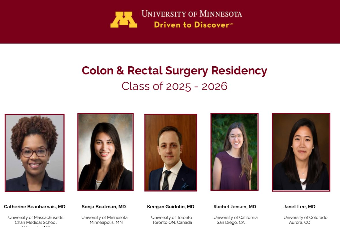 Wolfgang Gaertner (@gaertnerwb) on Twitter photo Match results are in! I give you the 2025-2026 UofMN colorectal surgery fellows. We are so happy to have you. Welcome to the Minnesota family! ❤️🤩👏🏼🥳
<a href="/sonjaboatman/">sonjaboatman</a> <a href="/MarcOsborneMD/">Marc Osborne MD</a> <a href="/mncolonrectal/">MN Colon & Rectal</a> <a href="/GopherCRSurgery/">U of MN CR Surgery</a> Match results are in! I give you the 2025-2026 UofMN colorectal surgery fellows. We are so happy to have you. Welcome to the Minnesota family! ❤️🤩👏🏼🥳
<a href="/sonjaboatman/">sonjaboatman</a> <a href="/MarcOsborneMD/">Marc Osborne MD</a> <a href="/mncolonrectal/">MN Colon & Rectal</a> <a href="/GopherCRSurgery/">U of MN CR Surgery</a>