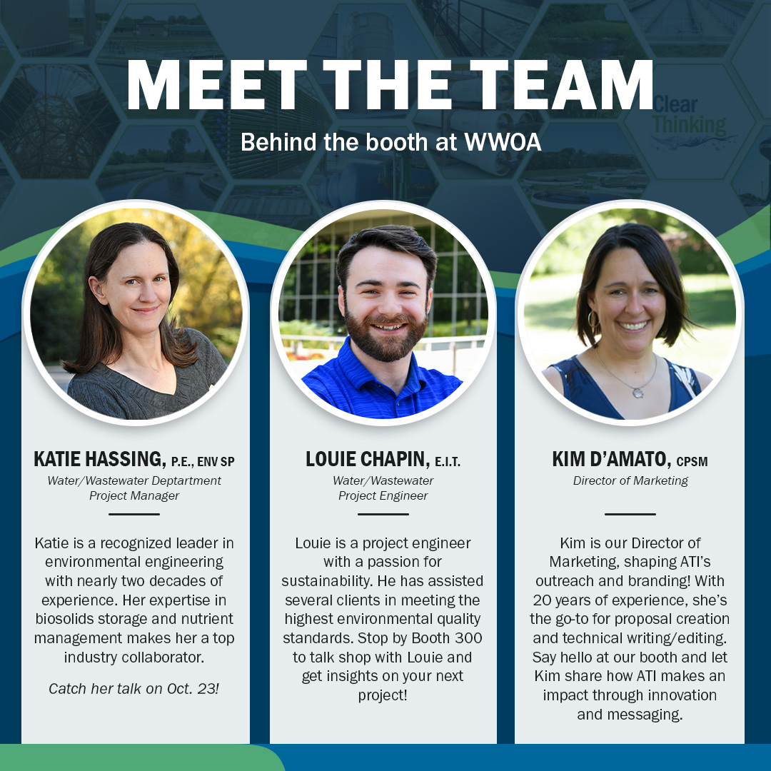 Meet the experts behind our WWOA Booth 300! Chat all things wastewater with our experts, and snag some fun giveaways! You might even leave with our famous Beer Basket! 🍻 Stop by and learn more about ATI’s innovative solutions.
#WWOA #WastewaterOperators #ClearThinking