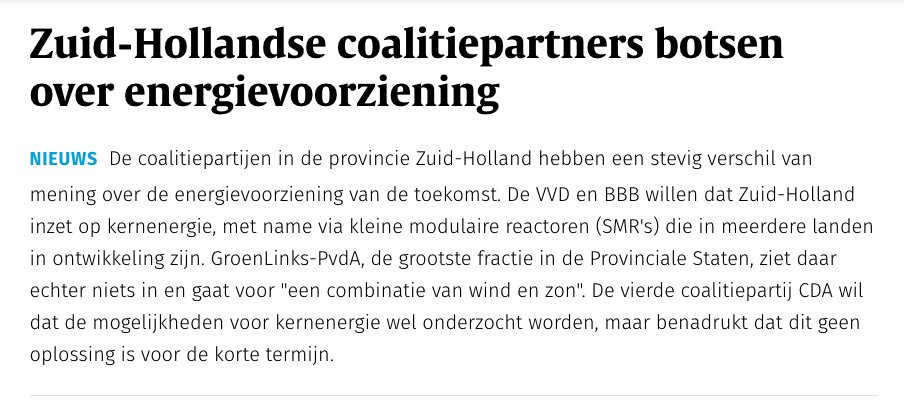 Ach, botsen, botsen… dat valt wel mee. De VVD zet in op échte oplossingen: Kernenergie ⚛️. Als we nu doorpakken, kan er begin 2030 al een kleine kernreactor staan in Zuid-Holland. Geen gedoe, maar gewoon doen. #Kernenergie 

nd.nl/varia/varia/12…