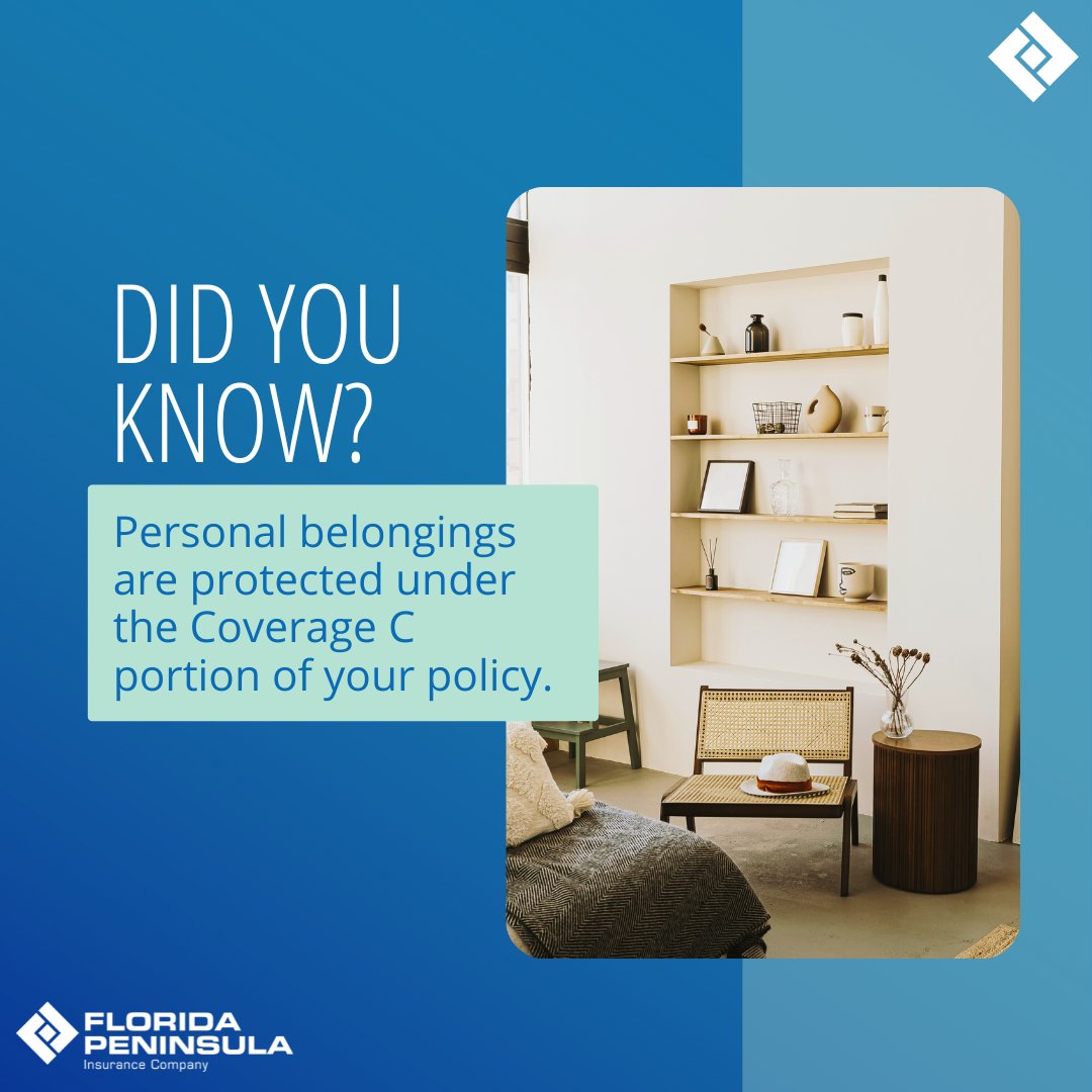 FLPenInsCo's tweet image. Your personal treasures are safe with Coverage C in your homeowners policy. Find out more: floridapeninsula.com/homeowners-ins…

#HomeSecurity #InsuranceTips #CoverageYouNeed