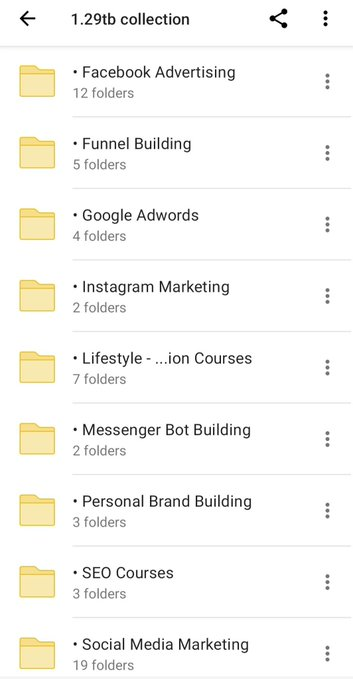 ❤️1.2 TB (1150 GB+) PAID COURSES FOR FREE❤️

✅Affiliate Marketing
✅Amazon FBA
✅Audio Books
✅Copy writing Skills
✅Crypto Currency
✅Dropshipping
✅E-COMMERCE
✅Ebooksdvertising
✅Funnel Building
✅Google Adword
✅Instagram MARKETING
✅Email Marketing
✅Facebook MARKETING