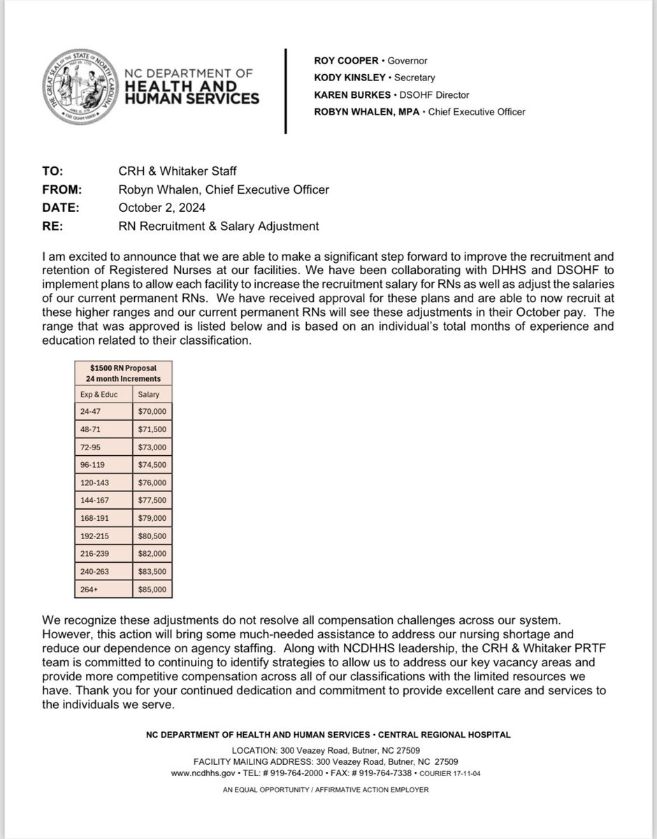 BREAKING: UE150 wins $13k raise for RN’s at Central Regional Hospital! The new starting salary will be $70k with $1,5k raise every 2 years! This came a week after we met with CRH CEO, DSOHF Director &amp; State Legislators on the issue. Now it’s time to raise up everyone in DHHS!